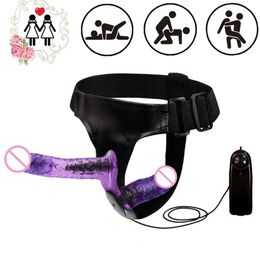 Long Dildo Strapon Penis Vibrator for Women Vibrating Strap on Dick Lesbian Harness Belt Adult sexy Toys