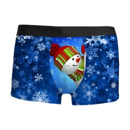 Funny Men Christmas Printing Breathable Comfortable And Fashionable Boyshort Underwear Christmas Tree Santa Snowman Lingerie