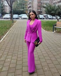Slim Fit 2 Pieces Women Pants Suits Double Breasted Wear For Wedding Mother of the Bride Suit Evening Party Formal Outfit