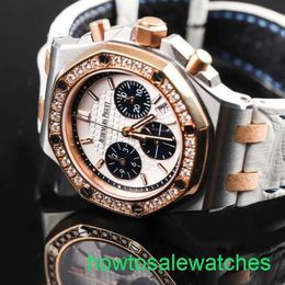 AP Functional Wrist Watch Royal Oak Offshore 26234SR Automatic Mechanical Gauge 37mm Womens Precision Steel 18k Rose Gold Diamond Watch