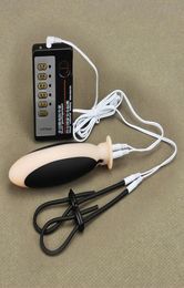 Electric Shock Adult Products With Cock Ring Butt Plug Estim SM Anal Plug Sex Toys Electro Sex Gear Massager5538540