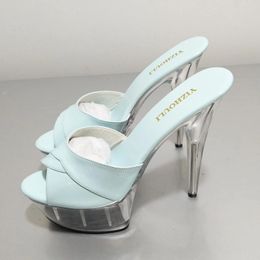 Dance Shoes Sexy Princess With Thick Soles 15cm Crystal 6 Inch High Heels For Summer Wedding Banquet