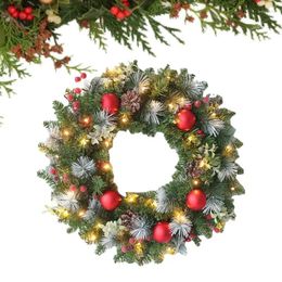 Decorative Flowers Christmas Wreath Artificial For Wall Lighted Garden Window Fireplace Backyard Living Room Porch Front Door