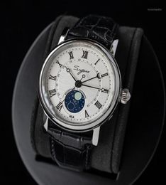 Wristwatches SUGESS Mechanical Chronograph Watch Men Seagull ST2108 Movement Automatic Sapphire Moon Phase Luminous Pointer Leathe7762204