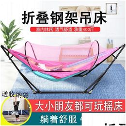 Camp Furniture Sturdy Fall Proof Hammock Swing Summer Domestic Indoor With Support Rocker Folding Anti Rollover Drop Delivery Sports O Dhcnh