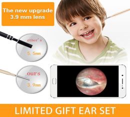 39MM Child Ear Otoscope 3 in 1 Ear Cleaning Endoscope Ear Scope Inspection Camera with 6 Adjustable LEDs For PC USBC Android2513467