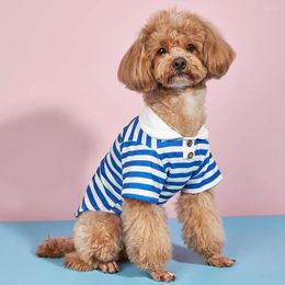 Dog Apparel Pet Clothes Cat Shirt Vest Soft Cotton Striped Sun Protection T-shirt Short-sleeved