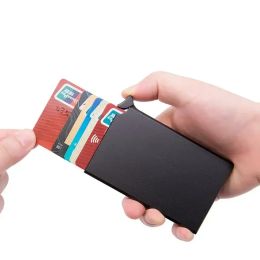 Anti-magnetic Anti-theft ID Credit Card Holder Porte Carte Slim Aluminium Wallets Pocket Case Automatic Pop-up Credit Card Box