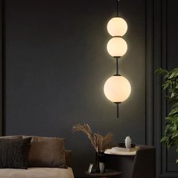 Modern LED White Glass Ball Pendant Lamps Indoor Hanging Fixture Restaurant Cafe Bar Bedroom Kitchen Dining Room Decor Accessory