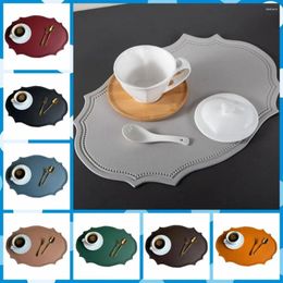 Table Mats PU Leather Retro Placemat Tablemat Oval European Style Dining Pad Heat Insulation Non-Slip Tableware Mat Plate