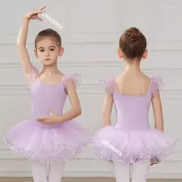 Stage Wear Professional Ballet Skirt Girl Dancing Wearing Children's Dress Short Sleeved Cotton High Quality Dance