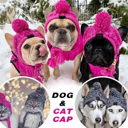 Dog Apparel Hats For Cats Accessories Winter Knitted Wool Ball Cap Cat Puppy Pet Hat Christmas Cute Costume