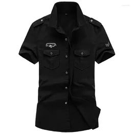 Men's Casual Shirts Summer Men Outdoor Short Sleeved Multi Pockets Cargo Good Quality Male Cotton Big Size 6XL