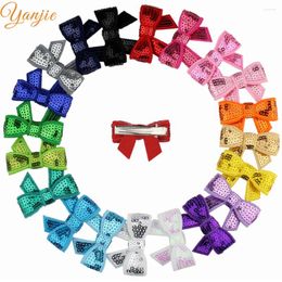 Hair Accessories 20pcs/Lot 1.8" Mini Sequin Bow Clips Girls 2024 Solid Tiny Glitter For Kids DIY Headband