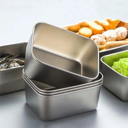 Storage Bottles 2/4pcs Stainless Steel Snack Container With Leakproof Lids Rectangle Airtight Food Preservation Bento Box