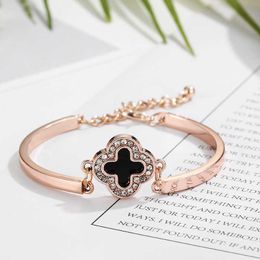 FEERIE van bracelet Korean version of Clover Bracelet Alloy Electroplated 18K Rose Gold Fashion Internet Red Personalized Versatile Handicraft