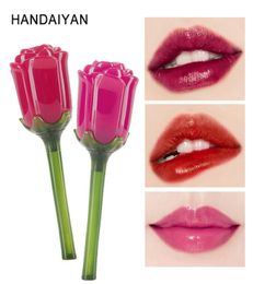 HANDAIYAN Rose 3D Lipgloss Shape Essential Oil Lip Glaze Nutritious Crystal Water FlowerLike Lip Gloss Containers4988908