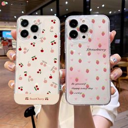 For OPPO Find X6 X5 X3 Pro F11 R17 Phone Case Cherry Strawberry Fruit Pink Gradient Clear Soft Cover