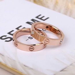 van bracelet Cartr Classic Love Same Style Couple Ring Titanium Steel Simple Diamond Rose Gold Best Friend Gift Colourless