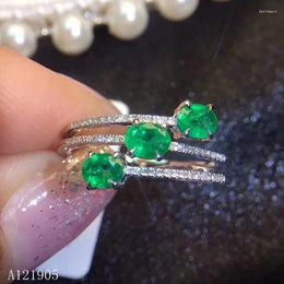 Cluster Rings KJJEAXCMY Boutique Jewellery 925 Sterling Silver Inlaid Natural Emerald Green Gemstone Female Ring Support Detection