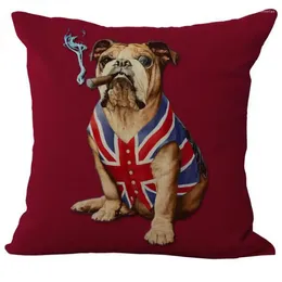 Pillow Cosy Cover American & British Flags Pet Dog Printed Personality Throw Case Home Decorative Pillows Square 45x45cm