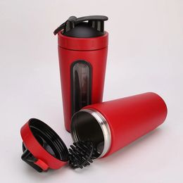 700ml Protein Shaker Bottles Stainless Steel Water Bottle Gym Fitness Outdoor Training Drink Powder Milk Mixer 240409