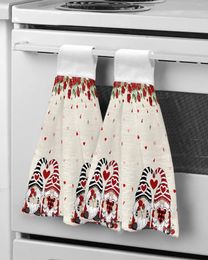 Towel Valentine'S Day Love Dwarf Rose Hand Microfiber Fabric Hanging For Bathroom Kitchen Quick Dry