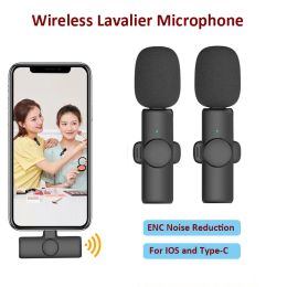 Microphones 2022 Mic For iPhone Wireless Lavalier Microphone Portable Audio Video Recording Live Broadcast Gaming TypeC Phone Microfonoe