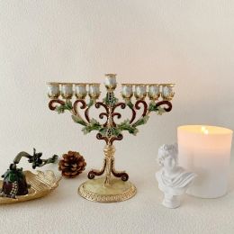 Chanukah Menorah Candelabrum Antique Bejewelled Candlestick Table Centrepiece