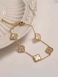 FEERIE van bracelet BICKYL High Edition V Gold Clover Five Flower Bracelet 18k Rose Full Diamond Panda White Fritillaria Red Agate