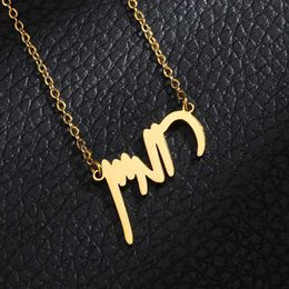 Pendant Necklaces Customised Hebrew Name Necklace Je Ethnic Jewellery Stainless Steel Chain Personalised Signature Necklace Daily AccessoriesQ