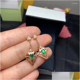 Dangle Chandelier Earrings Classic Vintage Drop For Woman With Simation Oval Natural Emerald Gemstones Ladies Jewelry Gift Delivery Otzxc