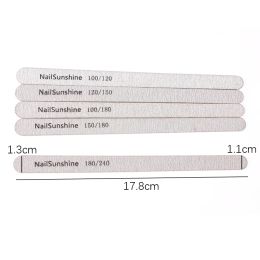 50Pcs Wood Straight Nail Art Files 100/120/180/240 Grit Sanding Buffer Thick Sandpaper Manicure 17.8cm Sticks Pedicure Files