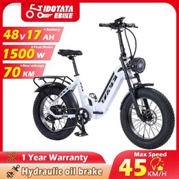 Bikes IDOTATA Ectric Bicyc 1500W 48V 17AH Lithium Battery Mountain Ectric Bike Hydraulic oil brake 20inch Fat Tyre Snow E-bike L48