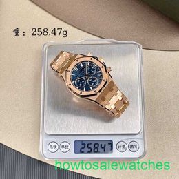 AP Functional Wristwatch Royal Oak Series 26240OR Blue Disc 18K Rose Gold Watch Mens Automatic Machinery 41mm