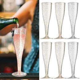 Disposable Cups Straws 4.5OZ/135ml 10Pcs Goblet Lightweight Champagne Flute Food Grade Pretty Multipurpose Anti-deform Wine Cup Bar Supply