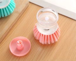 2 IN 1 Wash Pot Brushes Pot Dish Cleaning Brush With Liquid Soap Dispenser Dishwashing Brush Kitchen Cleaning Tools Accessories