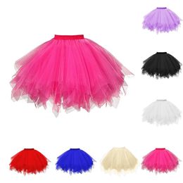 Multi Color Women Tutus Skirt Classic Pleated Dance Wear Tulle Skirts Female Lolita Petticoat Party Puffy Skirts Ballet Skirts 240320