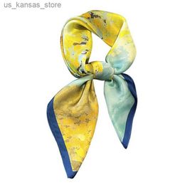 Scarves % Real Silk Scarf New Pashmina Mulberry Fashion Women Summer Beach Small Scarves Shawl Poncho240409