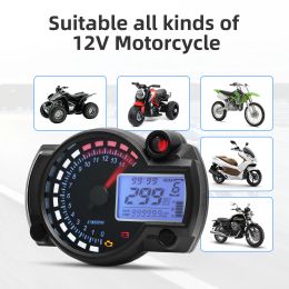 Universal Digital Motorcycle Speedometer 7 Colours Auto LCD Digital Odometer Dirt Pit Bike Gauge Moto Dashboard Metre