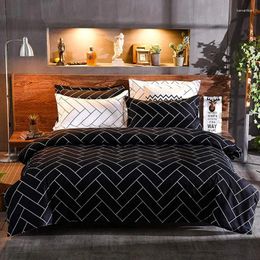 Bedding Sets Simple Bedclothes Quilt Cover Pillowcase Three-Piece Set With Pillow Case Single Double Comforter Black Duvet