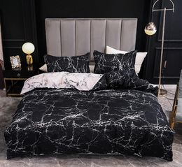 Black and White Colour Bed Linens Marble Reactive Printed Duvet Cover Set for Home housse de couette Bedding Set Queen Bedclothes 25245030