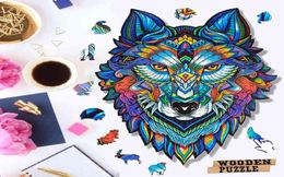 Unique Wooden Puzzle animal Jigsaw Puzzles Mysterious Wolf Puzzles Gift For Adults Kids Educational Puzzle Gift Interactive Toy 216971893