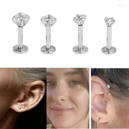 Stud Earrings 4pcs Lip Piercing 2/3/4/5mm 4 Prong Zircon Ear Cartilage Tragus For Women Girls Jewellery Accessory