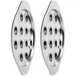 Plates JFBL 2 Pcs Snail Dish Plate Restaurant Serving Heat Resistant Mushroom Escargot Dinner Stainless Steel Round Plat