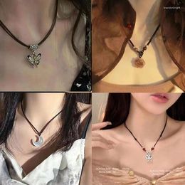 Chains Girls Necklace Safe Lock Female Ins Students All Match High Appearance Level Simple Boudoir Honeymoon Bright Butterfly