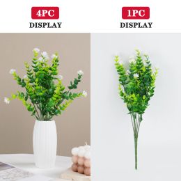2/4 Bundle Artificial Flowers Outdoor Greenery UV Resistant Shrubs Plants Fake Flower for Wedding Kitchen Garden Office Decor