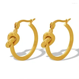 Chains OUDIANYA Jewellery EH173 Knotted Circle Earrings Stainless Steel 18k Gold Plated For Women