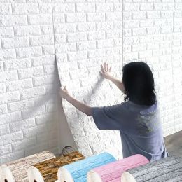 3D Self-Adhesive Wallpaper Continuous Waterproof Brick Wall Stickers Living Room Bedroom Children's Room Home Decoration