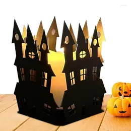 Candle Holders Halloween Holder Ghost Decorations Metal Silhouette Decor Iron For Hollow Out Castle Pattern